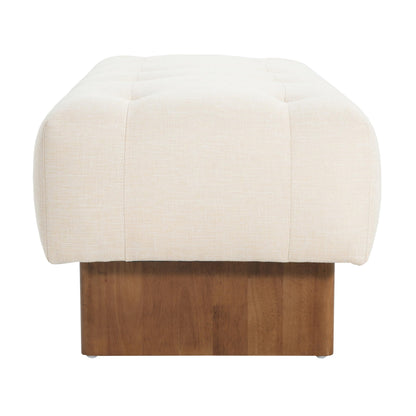 Christopher Knight Home Yvone Modern Upholstered Ottoman Bench, Minimalist Wooden Entryway Bench, Living Room Sofa Extra Seat, Ottoman End of Bed Bench for Bedroom, Beige+Brown