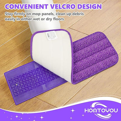 HOMTOYOU Reusable Pads Refills for Swiffer Power Mop: 6 Pack Microfiber Pad for