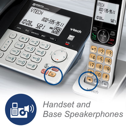 VTech VG208 DECT 6.0 Corded/Cordless Phone with Answering Machine, Call Blocking, Caller ID, Large Backlit Display, Full-Duplex Speakerphone - Silver/Black