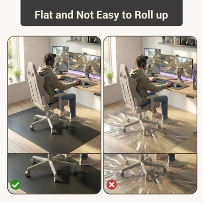 Office Rolling Chair Mat for Hardwood and Tile Floor, Black, Anti-Slip, Non-Curve, Chair Mat Best for Under The Computer Desk, 47 x 35 Rectangular Non-Toxic Plastic Protector, Not for Carpet