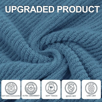 VOOVA & MOVAS Blue Towels Bathroom Sets, 100% Cotton | Lightweight | Soft |
