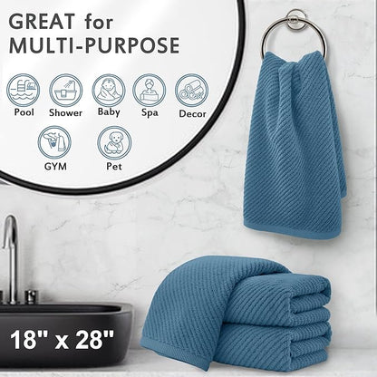 VOOVA & MOVAS Hand Towels for Bathroom Set of 4, Large 18" x 28", 100% Cotton |