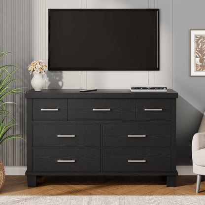 GarveeHome 7 Drawer Dresser for Bedroom, Wide Wood Chest of Drawers with Metal Handles, Large Storage Organizer for Living Room, Hallway