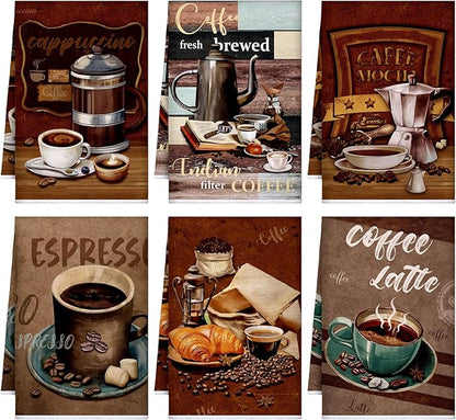 Boyiee Set of 6 Coffee Kitchen Towels Brown Dish Towels 24 x 16 Inches