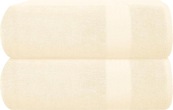 GLAMBURG Premium Cotton Oversized 2 Pack Bath Sheet 35x70-100% Pure Cotton