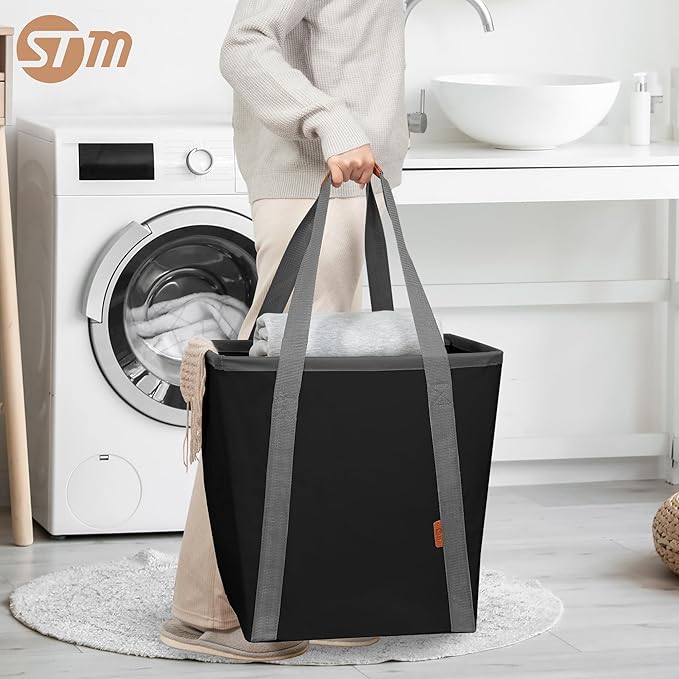 STORAGE MANIAC Collapsible Laundry Caddy, 128L Large Collapsible Laundry Basket