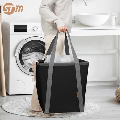 STORAGE MANIAC Collapsible Laundry Caddy, 128L Large Collapsible Laundry Basket