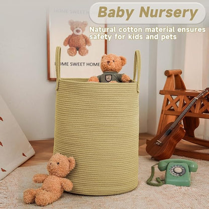 Large Woven Laundry Basket Hamper, 100L Cotton Rope Storage Bin
