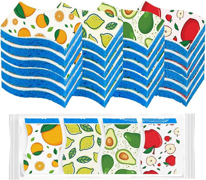 AIDEA Sponges Kitchen, Non-Scratch Scrub Sponge-24Count, Sponges for Non-Stick Cookware, Cellulose Sponge for Dishes, Cleans Fast Without Scratching, Cleaning Power for Kitchen, Bathroom, Household