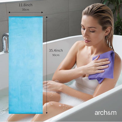 ARCH&M Exfoliating Washcloth & Shower Body Scrubber, 3 Pack | Japanese Washcloth, Korean Back Scrubber Towel, All Skin Type Daily Use in Shower, Textured Nylon, Smoother Skin, Quick-Dry
