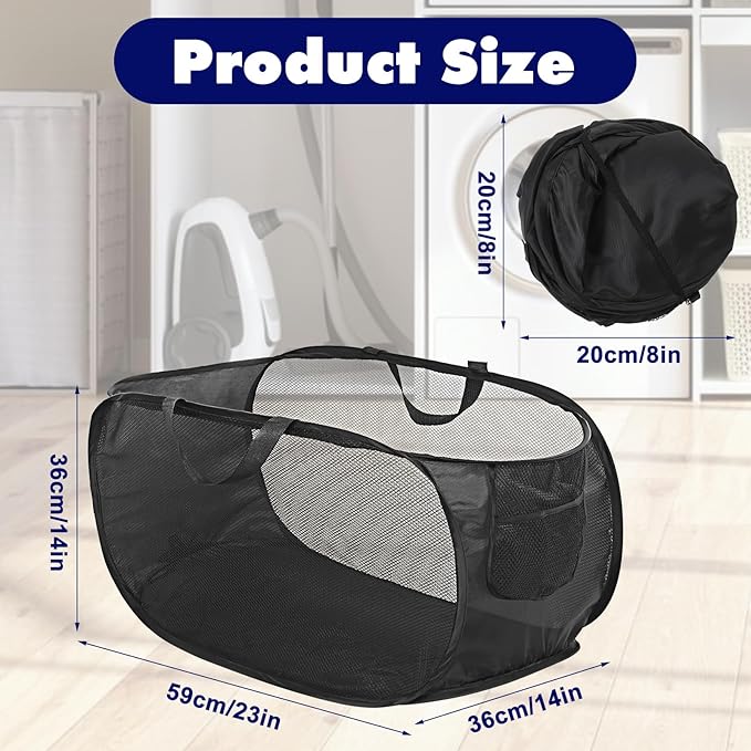4 Pack Pop-Up Mesh Laundry Basket, Open Collapsible Laundry Baskets