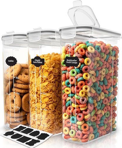 Utopia Kitchen Cereal Containers Storage Set – 3 Pack 4L Airtight Food Storage