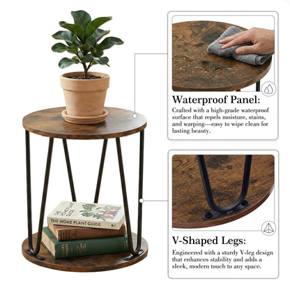 Masupu Round Wooden Step Stool, 11.8 inch Small Plant Stand, Non-Slip Step Stool, Single Plant Stand Indoor, Sturdy Footstool for Kitchen, Bathroom, Bedroom(Brown)