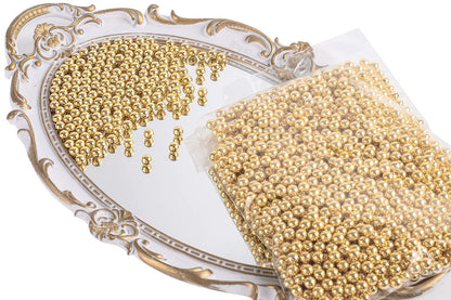 Sooyee Gold Art Faux Pearls 1700-Pcs Loose Beads no Hole 1.1 Lbs for Vase Fillers, Table Scatter, Wedding, Birthday Party Home Decoration,8mm