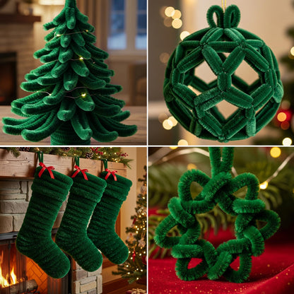 Caydo 50PCS Extra Thick Green Pipe Cleaners, Jumbo Chenille Stems for Kids Creative Craft DIY Projects (30 mm x 12 Inch)