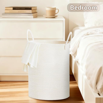 Tall Laundry Basket with Handles, 58L Portable Dirty Clothes Hamper, Boho