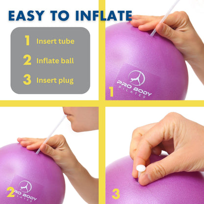 ProBody Pilates Small Exercise Ball - 9 Inch Workout Ball for Stability, Barre, Yoga, Core & Physical Therapy, Home Gym & Office Use (Blue)