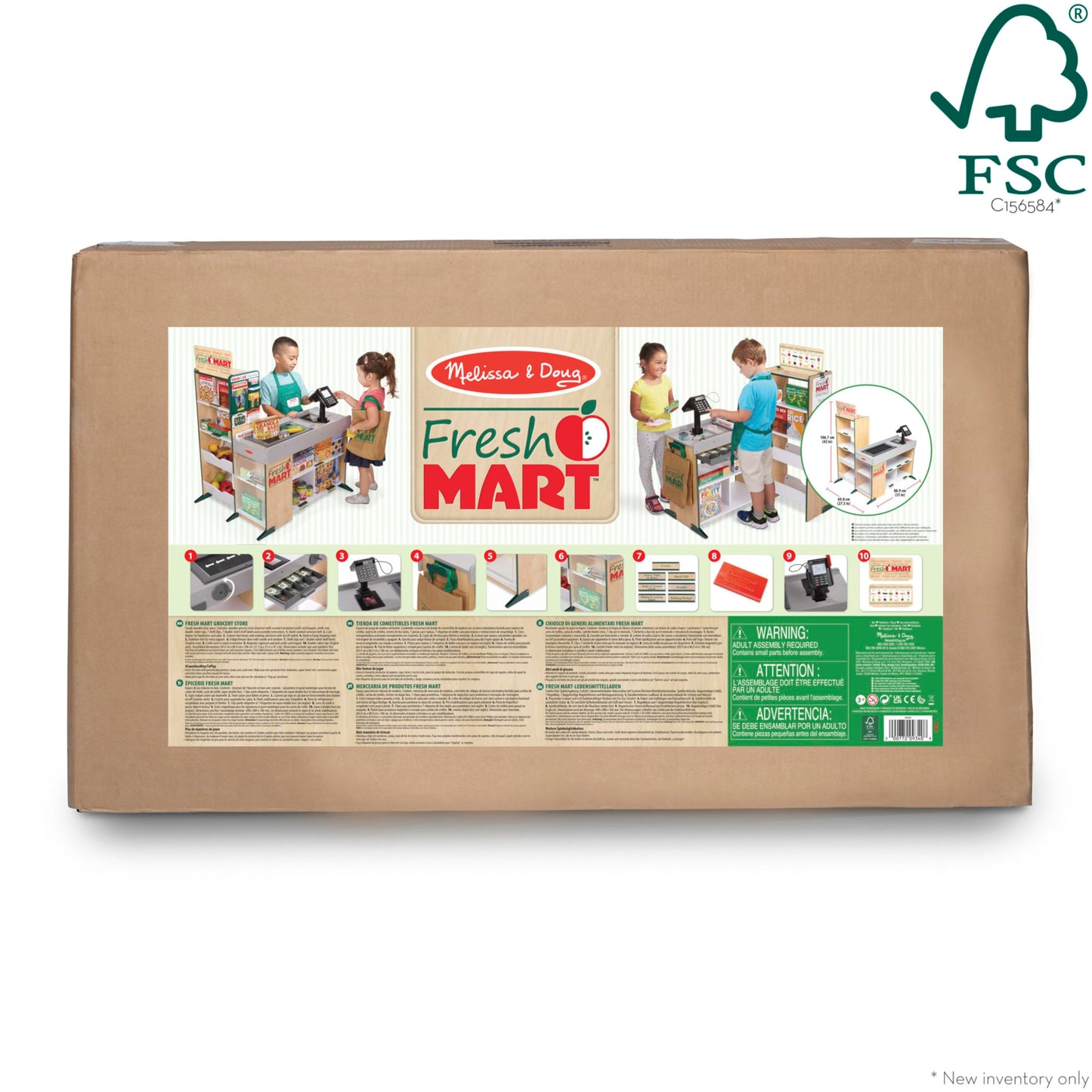 Melissa & Doug Freestanding Wooden Fresh Mart Grocery Store - FSC Certified