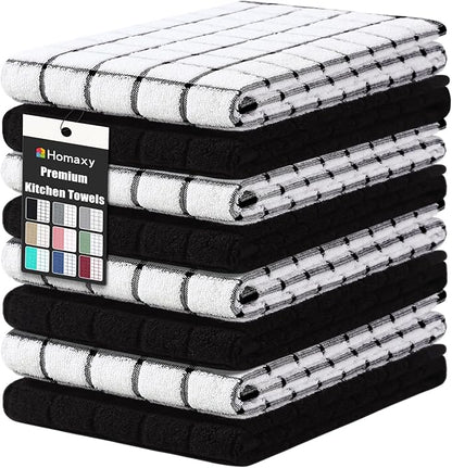 Homaxy Premium Cotton Kitchen Towels 16"x 28", Large Natural Ring Spun 390 GSM