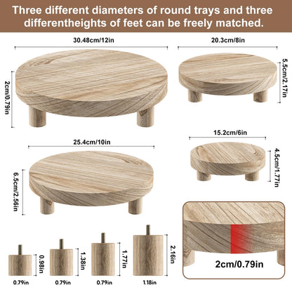 Wood Plant Stand Indoor Outdoor, 12/10/8/6" Round Wood Riser for Decor, Wooden Stool Display Stand Flower Pot Holder Small Planter Tray Modern Potter Decorative for Desktop Counter Room (Natural-4pcs)