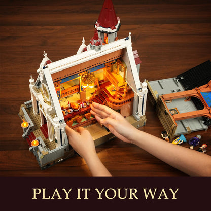 Lumibricks Medieval Castle Banquet Hall Lighting Building Bricks Set - Middle Ages City Town Modular Collection Display Kit with Minifigures 3232 Pcs for Adults & Teens