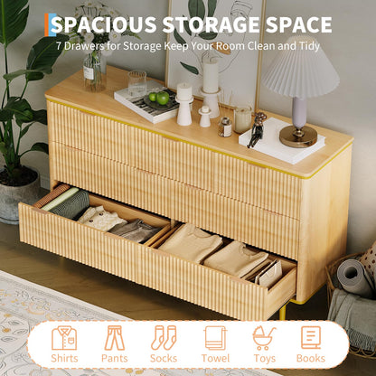 Garvee LED Dresser with Charging Station - Modern 5-Drawer 47" Wide Wooden Chest, Storage Organizer for Bedroom, Nursery, Hallway & Apartments