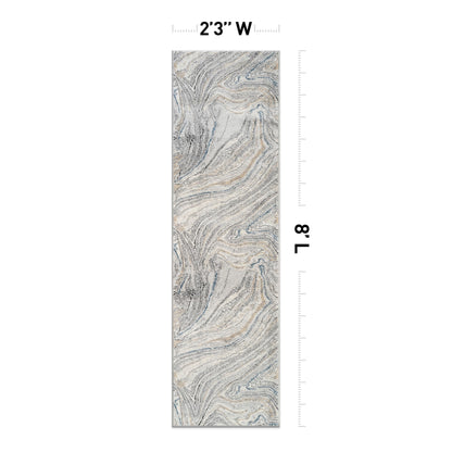 Rugshop Marble Swirl Distressed Gray Area Rug Modern Indoor Rug for Living Room, Bedroom, or Dining 2' 3" x 8' Runner Ideal for Hallway, Kitchen, Entryway, or Behind the Sofa