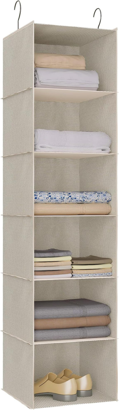 Hanging Closet Organizer, Easy Mount Foldable 6-Shelf Hanging Closet Wardrobe