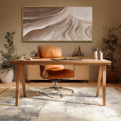 MLART99 Abstract Canvas Wall Art Earth Tone Flowing Texture Design Modern Wall Decor Brown Beige Landscape Artwork Wood Frame Home Decor for Living Room Bedroom Office 24x48 Inch