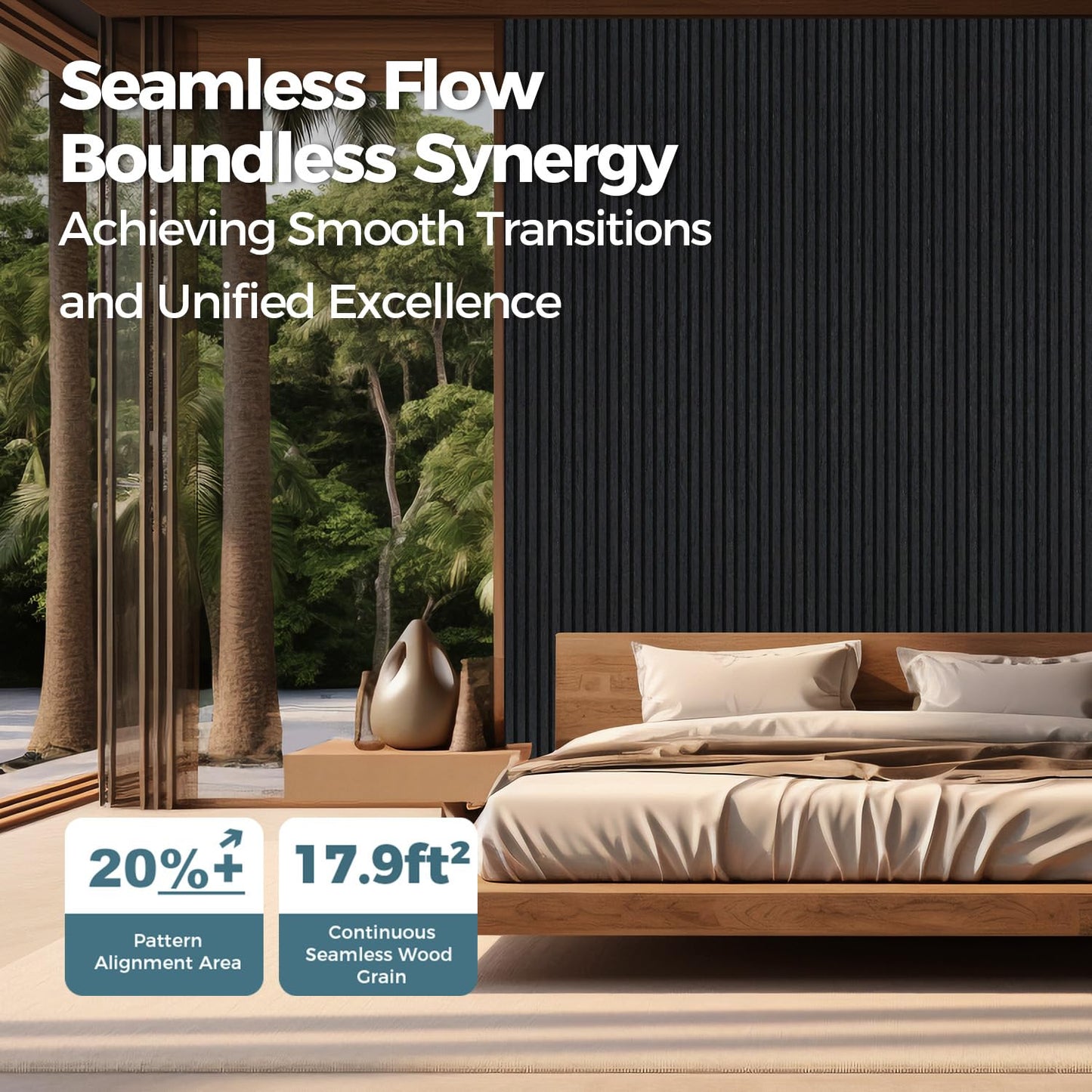 AKUMAX Foldable Wood Panels-3D Slat Wall Panelling for Wall-Ceiling and Sound Absorbing - Wooden Wall Panels for Living Room, Bedroom-Fire Retardant & FSC-109x24Inches(Black Oak)