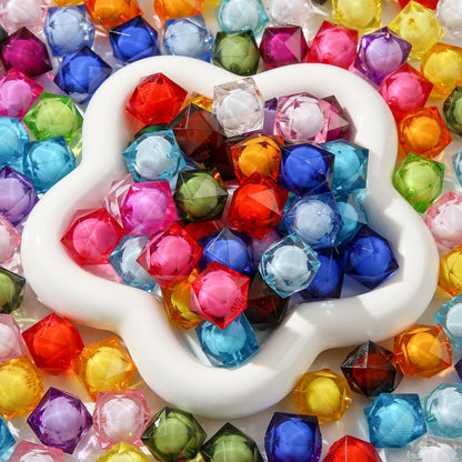 CYEENUT 20mm Acrylic Beads 180pcs Cube Chunk Bubblegum Bead Multicolor Beadable Pen Ball Beads for Pen Bag Jewelry Making Necklace Bracelets (Transparent&Color)