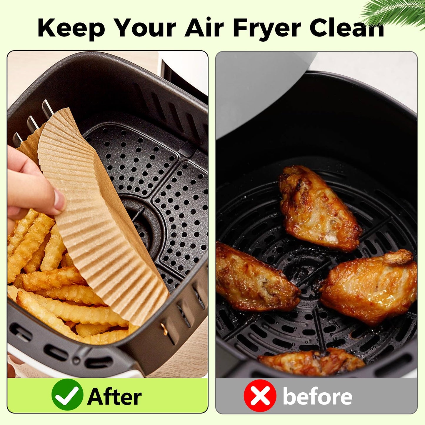 Air Fryer Disposable Paper Liners - 150Pcs 8In Square Parchment Paper Non-Stick Airfryer Basket Liners for Steamer Microwave Oven, Deep Fryer Parts & Accessories