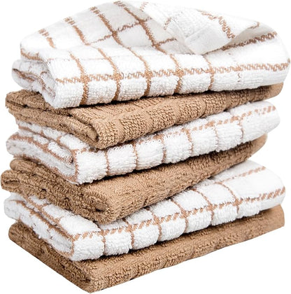 Bumble Premium Cotton Dish Cloths 12" x 12"| Tan Design | 405 GSM | Highly
