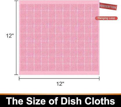 Mordimy 100% Cotton Terry Cloth Dish Cloths, Soft and Absorbent Checkered Dish