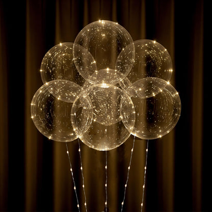 Lightsfever 8pc LED Light up Party Balloons with Batteries, Warm White Lights with Clear Bobo Balloons for Helium or Air, Home Decor Wedding Birthday