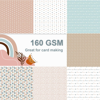 28 Sheet Boho Scrapbook Paper, 12"X12" Inch Scrapbook Papers, 90 lb/160 gsm Scrapbook Paper Double-Side Print (BOHO 2)