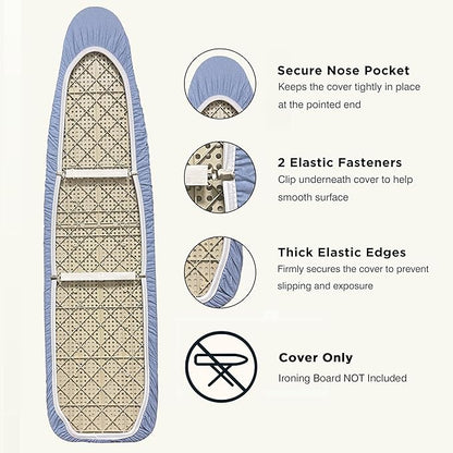 Ironing Board Cover and Pad 18"x49" Extra Thick Natural Cotton, Scorch and