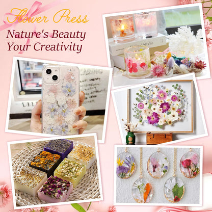 Flower Press Kit – 11"x11" Large Wooden Plant Press for DIY Pressed Flowers & Bouquet Preservation | Scrapbooking & DIY Crafts | Craft Kit for Adults & Teens | Ideal Gift for Nature & Art Lovers