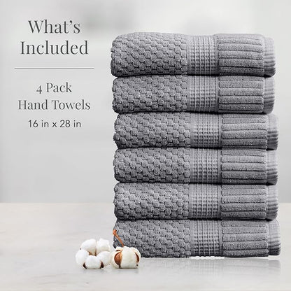 NY Loft 100% Cotton Hand Towel 6 Pack | Super Soft & Absorbent Quick-Dry Hand