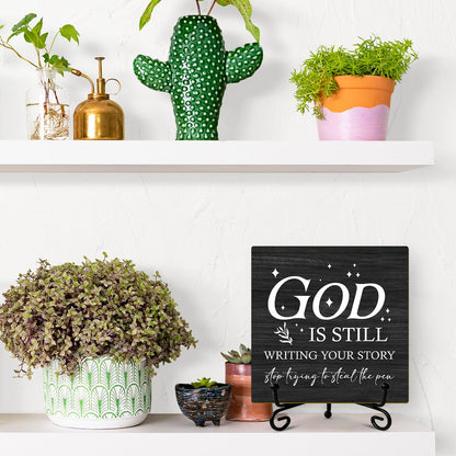 Christian Home Desk Decor Bible Verses Religious Gifts for Women Men Christian Sign Desk God Decor for Office Home Shelf Prayer Room Table Centerpiece Wood Sign Plaque with Stand -47