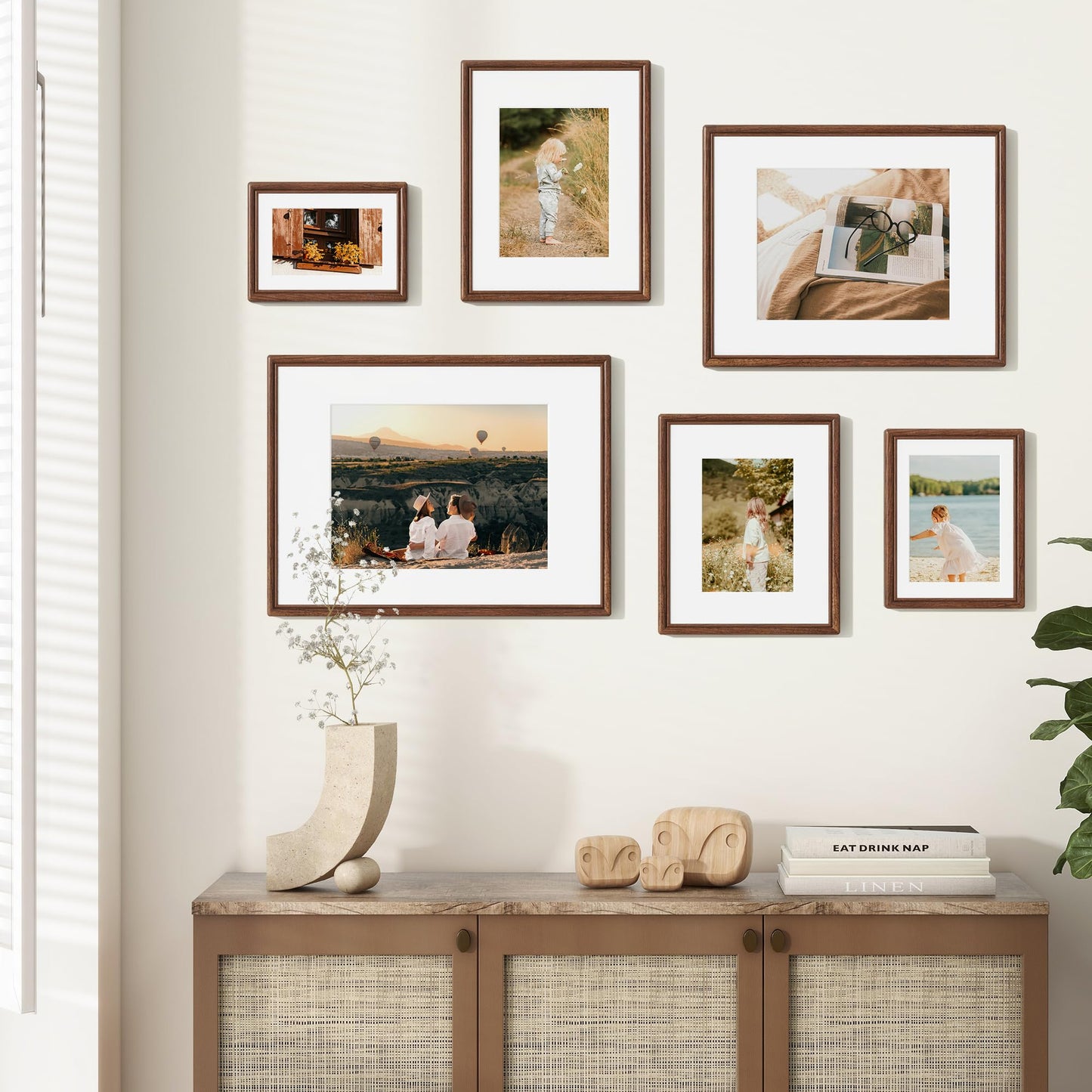 16x24 Poster Frame, Natural Solid Walnut Wood Picture Frame with High Tempered Glass, Handcrafted Rounded Corner 16 by 24 Wooden Frame Matted to 12x18 Photo for Horizontal or Vertical Wall Mounting