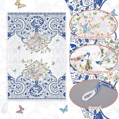 Geyoga 6 Pcs Spring Floral Kitchen Towels Flamingo Dish Hand Towels Sunflower