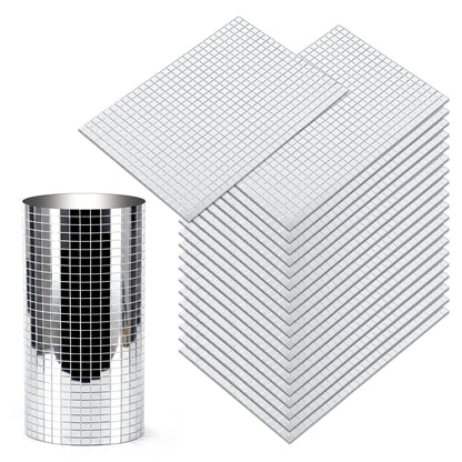 Yuanan 12000 PCS Disco Ball Mirror Tiles, 5×5 mm Self Adhesive Mirror Mosaic Tiles Bulk Glass Mosaic Stickers Extra Sticky for DIY Crafts, Flower Pots, Glassware, Cups, Party and Home