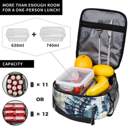 VANZEV Sea Horse Lunch Box for Adults Women Girls Boys Kids Nautical Ocean Animal Theme Lunch Box Insulated Cooler Reusable Lunch Bag Container Gifts for Work Office Picnic Travel School