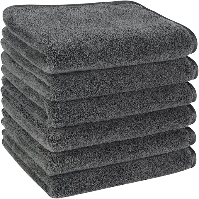 KinHwa Microfiber Hand Towels for Bathroom Soft and Absorbent Face Towels Grey