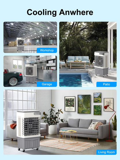 Uthfy Swamp Cooler, 36 Inch Evaporative Air Cooler with 8 Gal Water Tank, 2500 CFM, 120° Oscillation, 3 Modes & 3 Speeds, Remote, 12 H Timer, 4 Ice Packs, Portable Air Conditioner for Indoor