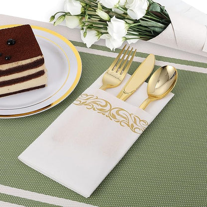 FOCUSLINE 200 Linen Feel Disposable Bathroom Napkins, Soft and Absorbent Paper