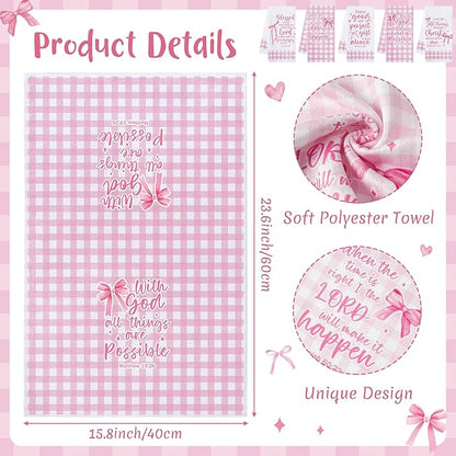 R HORSE Pink Bow Kitchen Dish Towels