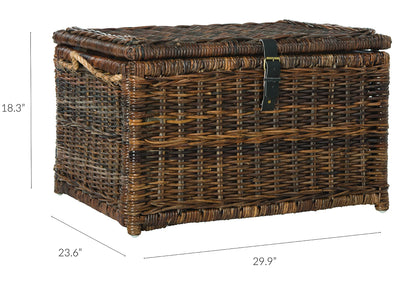 happimess HPM9001B Caden 30" Wicker Storage Trunk, Collapsible for flat storage, Rattan-Sarang Buaya, Coastal for Office, Dorm Room-LivingRoom, Bedroom, Dining Room, Brown