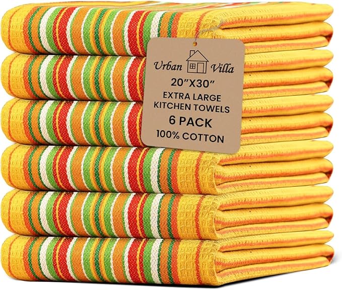 Urban Villa Kitchen Towels Waffle Stripes Dish Towels